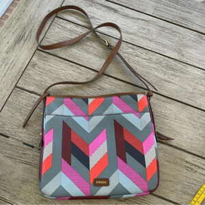 Fossil Chevron Gemma Crossbody Bag